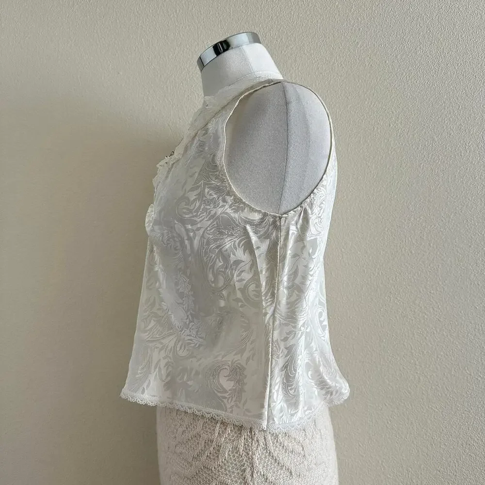 handmade white satin victorian print camisole - Picture 3 of 6